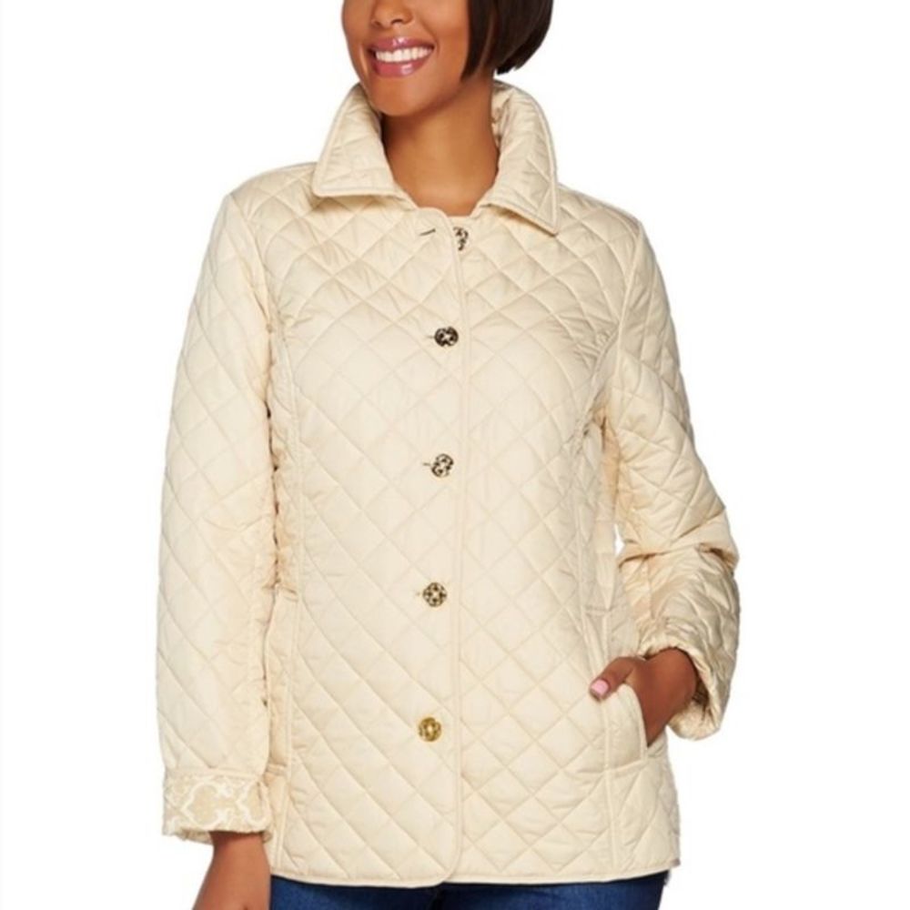 C. Wonder Cream Quilted Button-Front Jacket